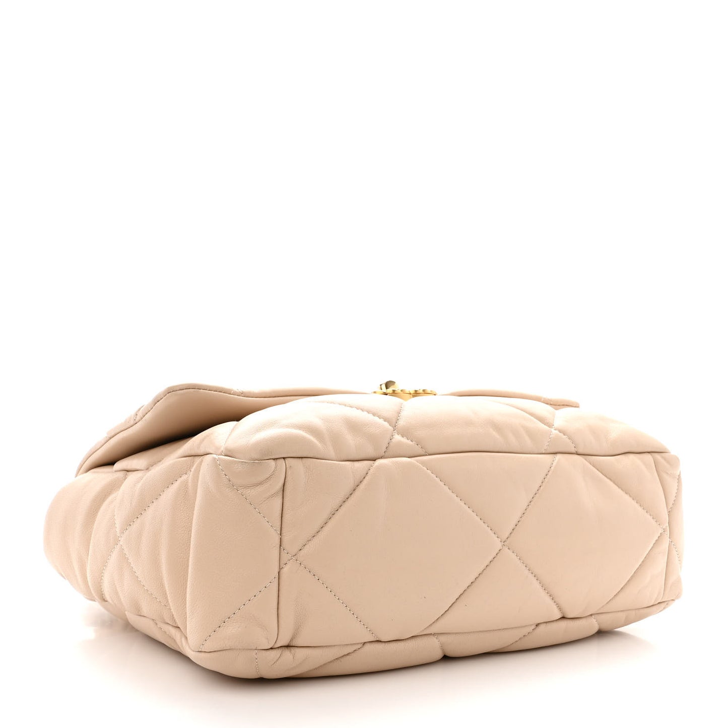 Lambskin Quilted Large Chanel 19 Flap Beige