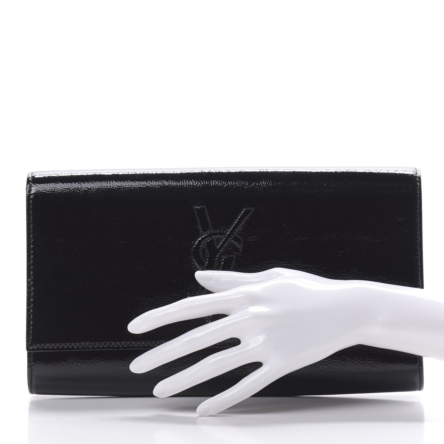 Textured Patent Monogram Large Belle De Jour Clutch Black
