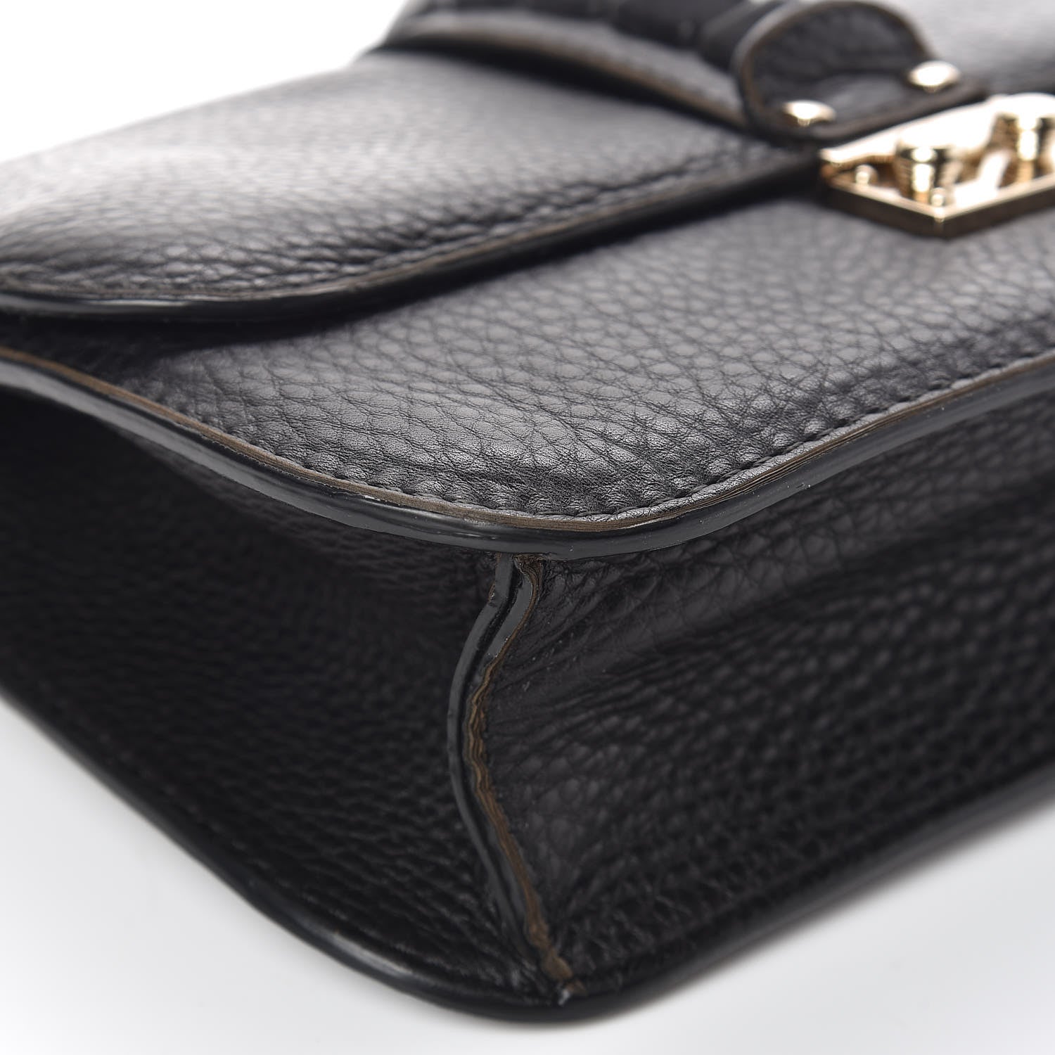 Valentino Garavani Pebbled Calfskin Medium Glam Lock Rockstud Flap Black 11 of 17