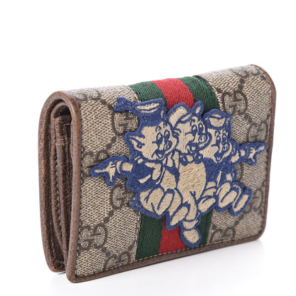 Gucci X DISNEY GG Supreme Monogram Web Three Little Pigs Ophidia Card Case Wallet Beige New Acero 2 of 5