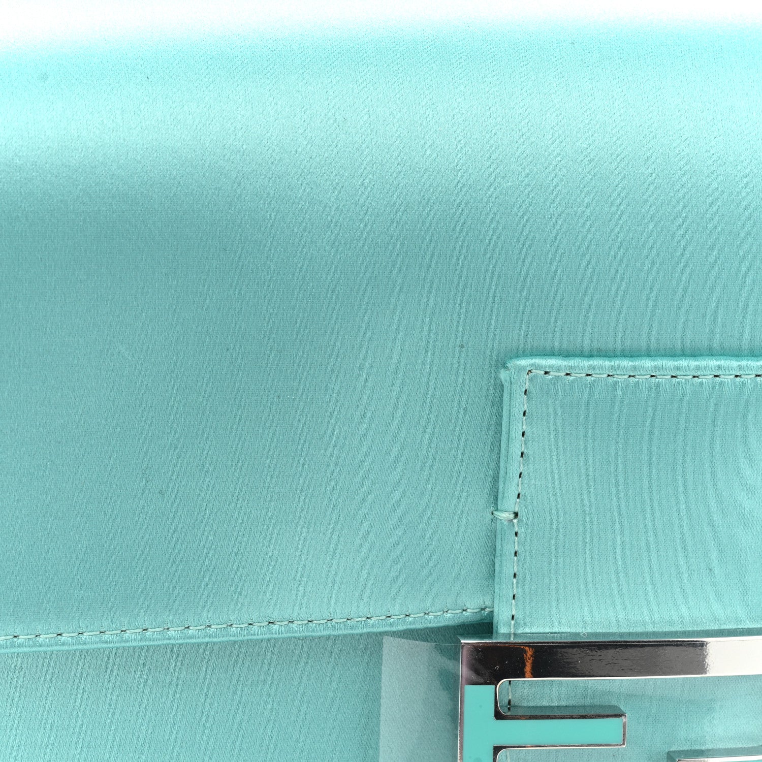 Fendi X TIFFANY Satin Nappa Silver Baguette Blue Tiffany Silver 9 of 11