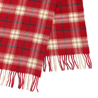 Burberry Cashmere Check Fringe Scarf Red 3 of 5