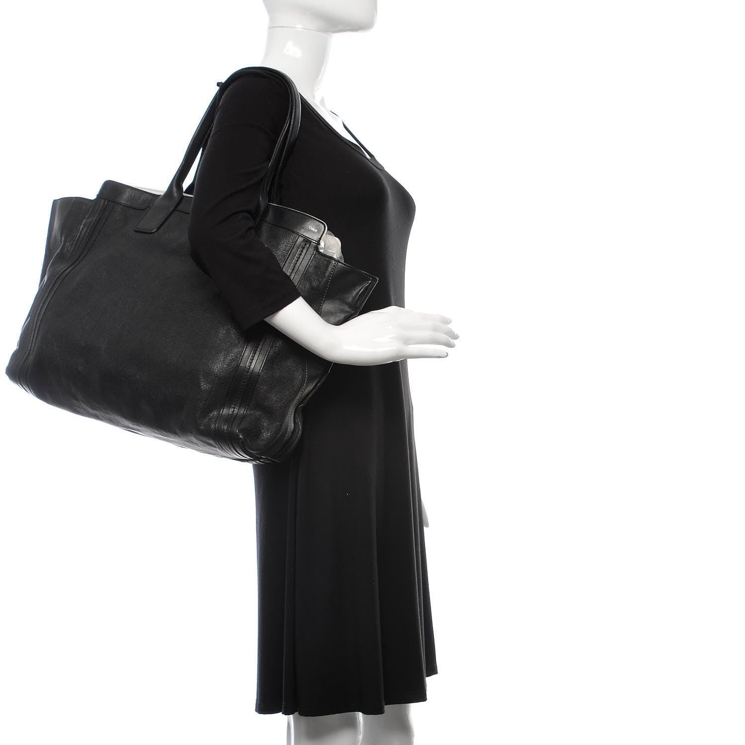 Chloe Calfskin Medium Alison East West Tote Black White 2 of 15