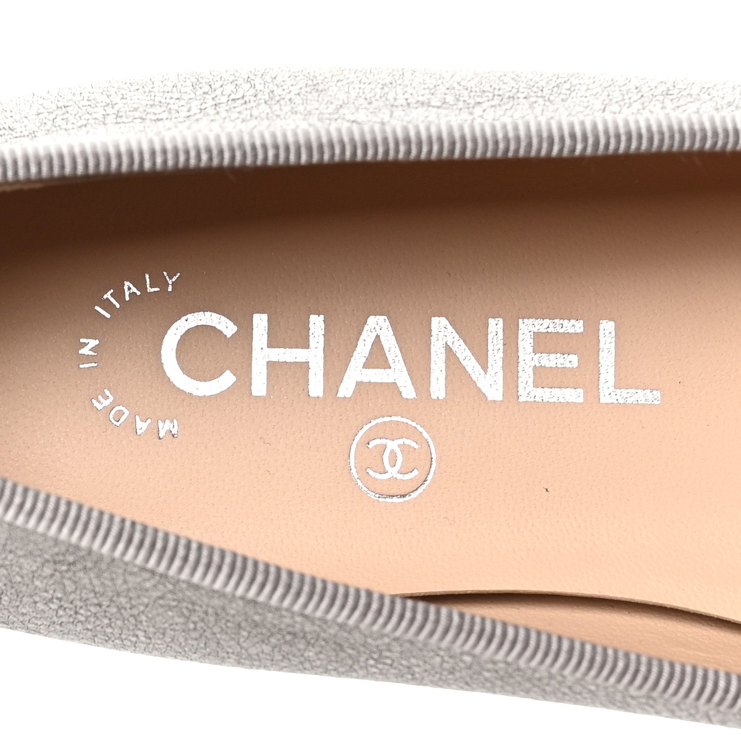 Chanel Metallic Laminated Lambskin Calfskin CC Cap Toe Ballerina Flats 37.5 Argen Black 7 of 10
