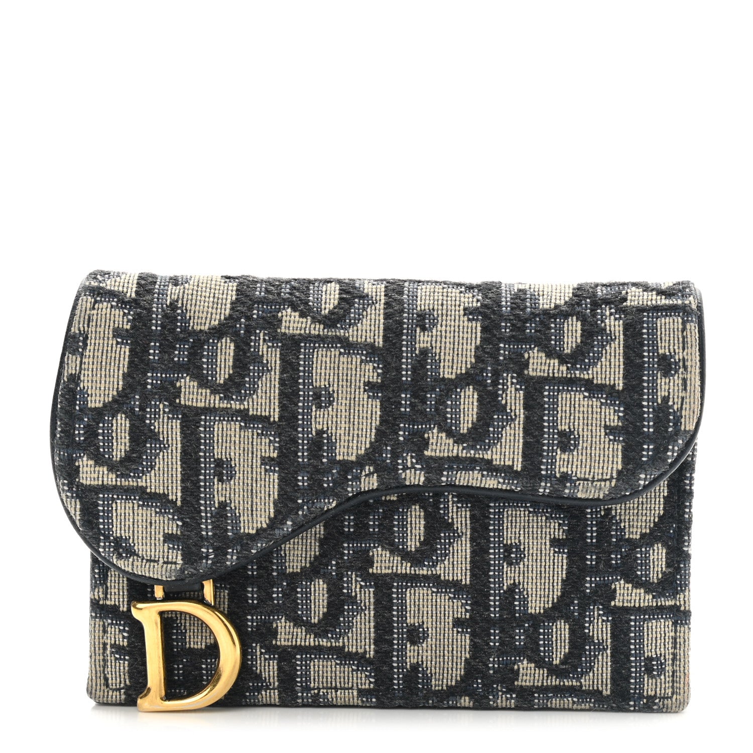 Christian Dior Oblique Saddle Card Holder Blue 1 of 6