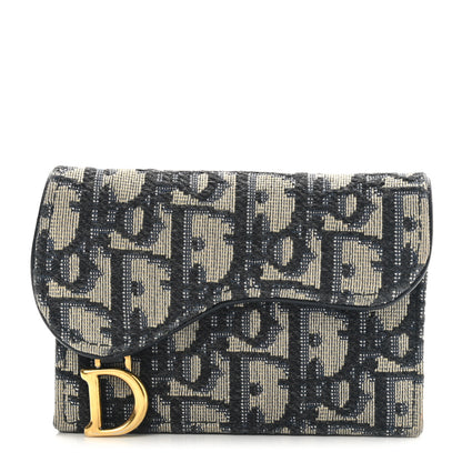 Christian Dior Oblique Saddle Card Holder Blue 1 of 6