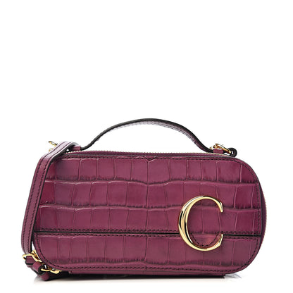 Chloe Calfskin Crocodile Embossed Mini C Vanity Bag Crushed Violet 1 of 10