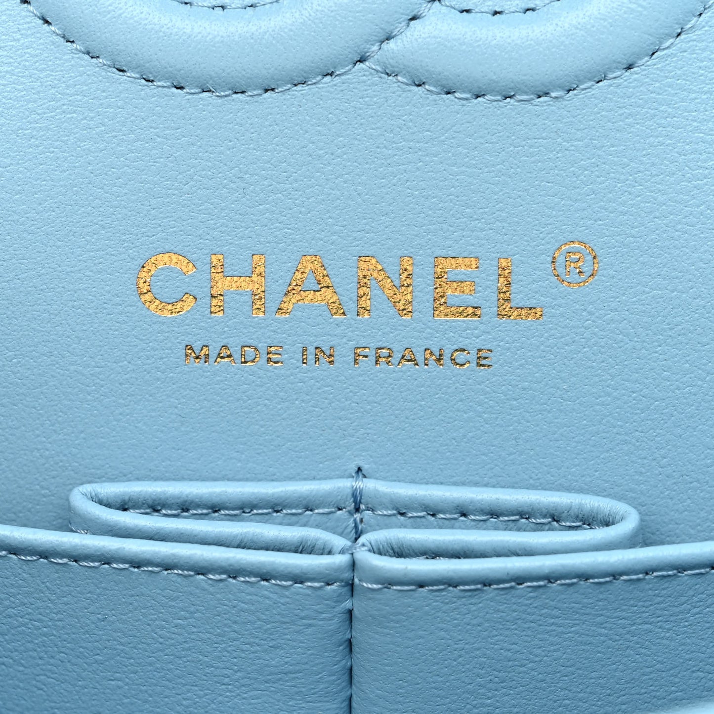 Caviar Quilted Small Double Flap Light Blue