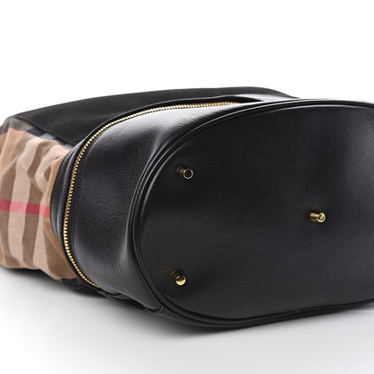 Burberry Nubuck Canvas Check Beckett Bucket Bag Black 7 of 8
