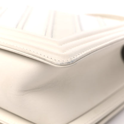 Chanel Caviar Suede Calfskin Chevron New Medium Boy Flap White 11 of 18