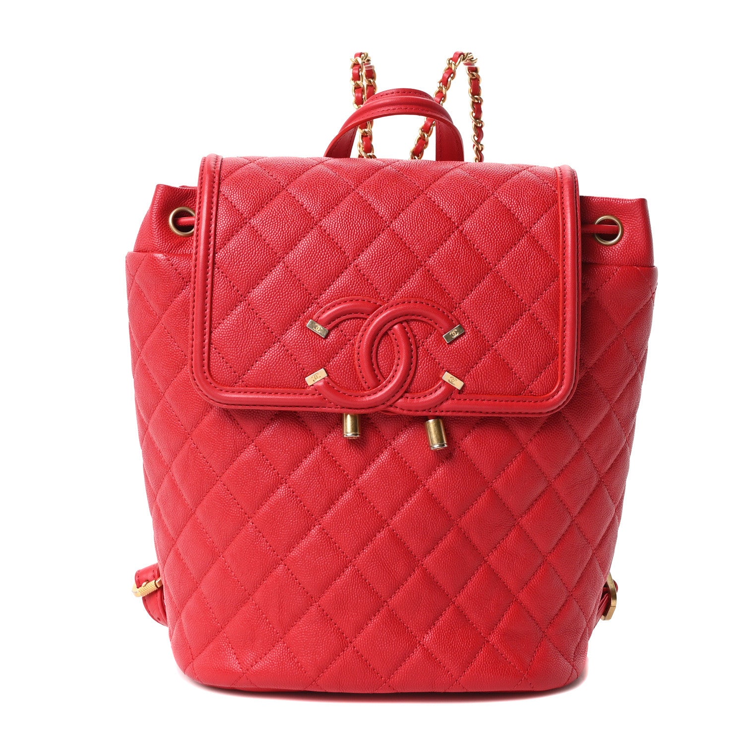 Chanel Caviar Quilted Filigree Backpack Red 1 of 10
