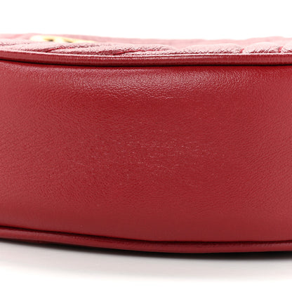 Gucci Glazed Calfskin Matelasse Heart Mini GG Marmont Round Shoulder Bag Romantic Cerise 9 of 11