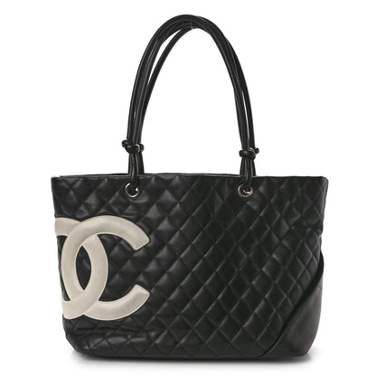 Chanel Calfskin Quilted Large Cambon Tote Black White 1 of 12