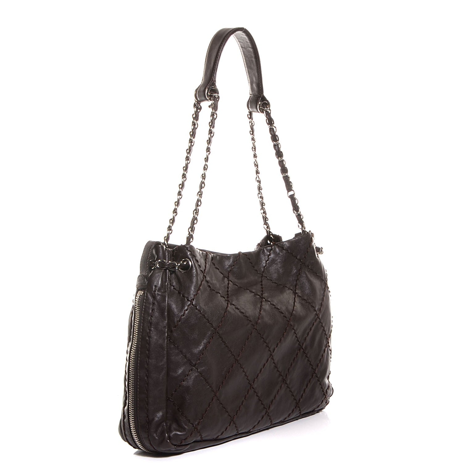 Chanel Calfskin Expandable Tote Dark Brown 3 of 7