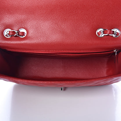 Chanel Caviar Quilted Jumbo Single Flap Red 5 of 13