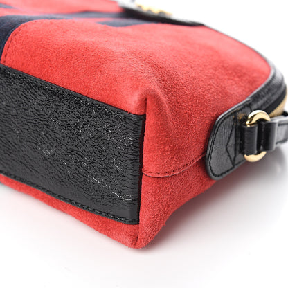 Gucci Suede Patent Web GG Small Ophidia Dome Shoulder Bag Hibiscus Red 8 of 9