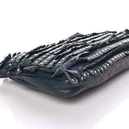 Jimmy Choo Lambskin Studded Fringe Zulu Clutch Turquoise 5 of 10