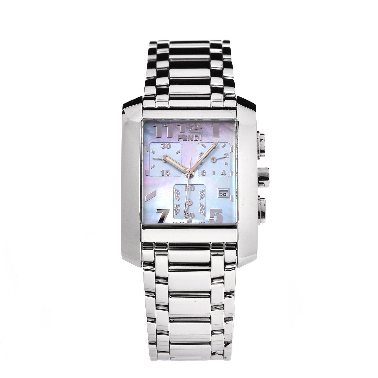 Fendi Stainless Steel Mother of Pearl 32mm Classico Chronograph Quartz Watch 1 of 6