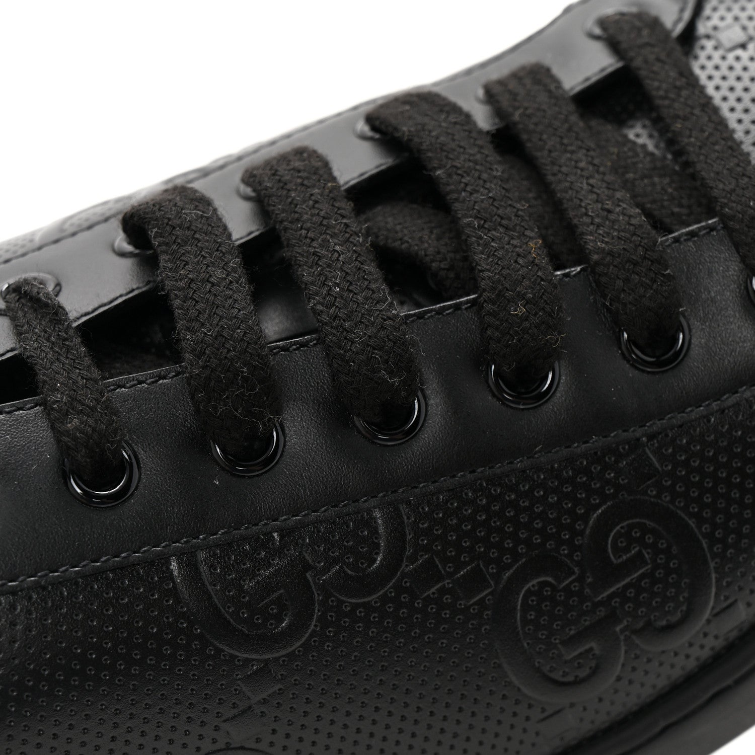 Gucci Calfskin GG Tennis Embossed Mens Ace Sneakers 11 Black 10 of 11