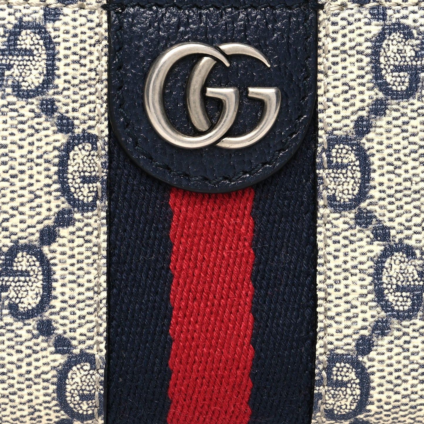 GG Supreme Monogram Web Ophidia Key Case Beige Blue