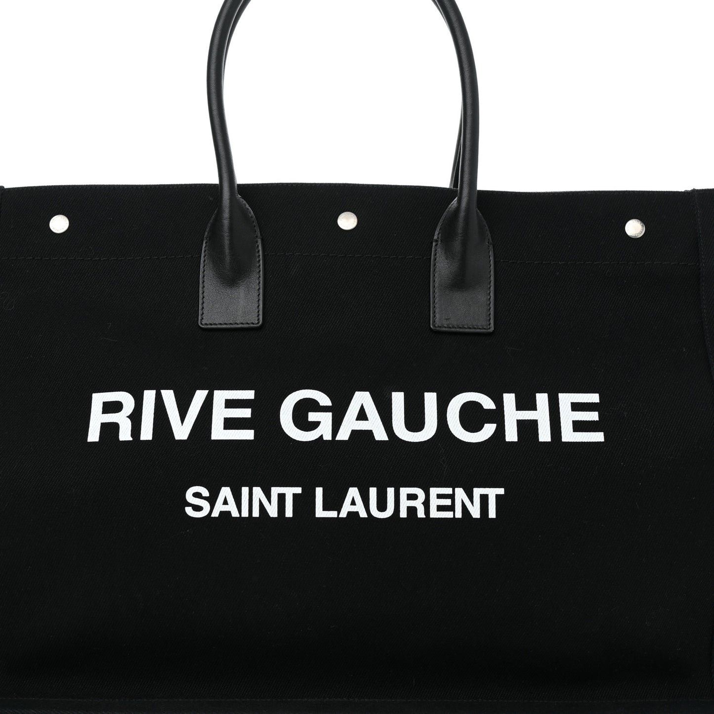 Linen Calfskin Rive Gauche Tote Black