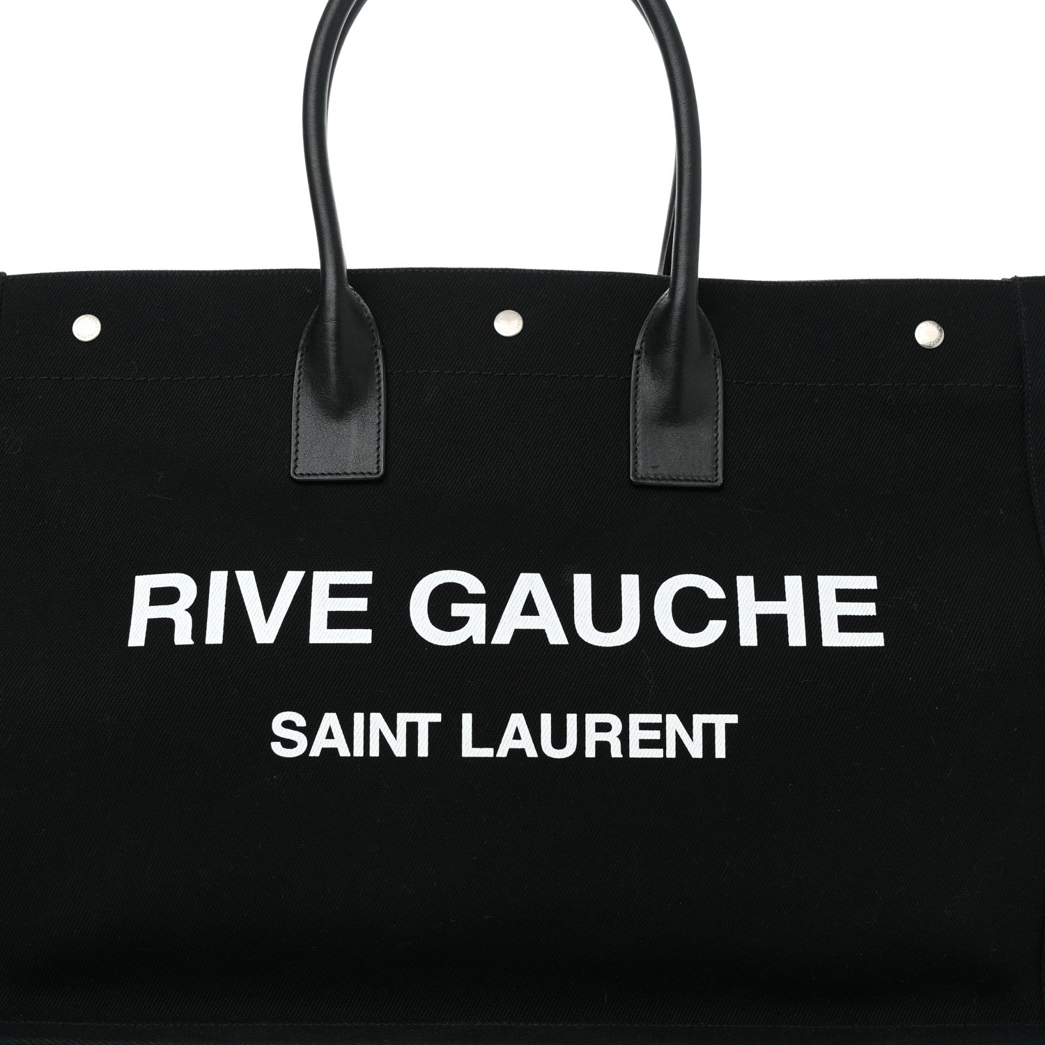 Saint Laurent Linen Calfskin Rive Gauche Tote Black 7 of 9
