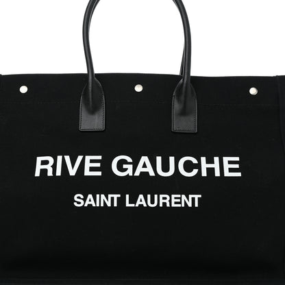 Saint Laurent Linen Calfskin Rive Gauche Tote Black 7 of 9