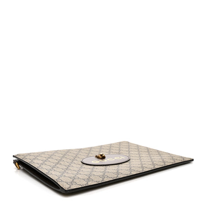 Gucci GG Supreme Monogram Neo Vintage Zip Wristlet Pouch Beige New Acero Crop 4 of 7
