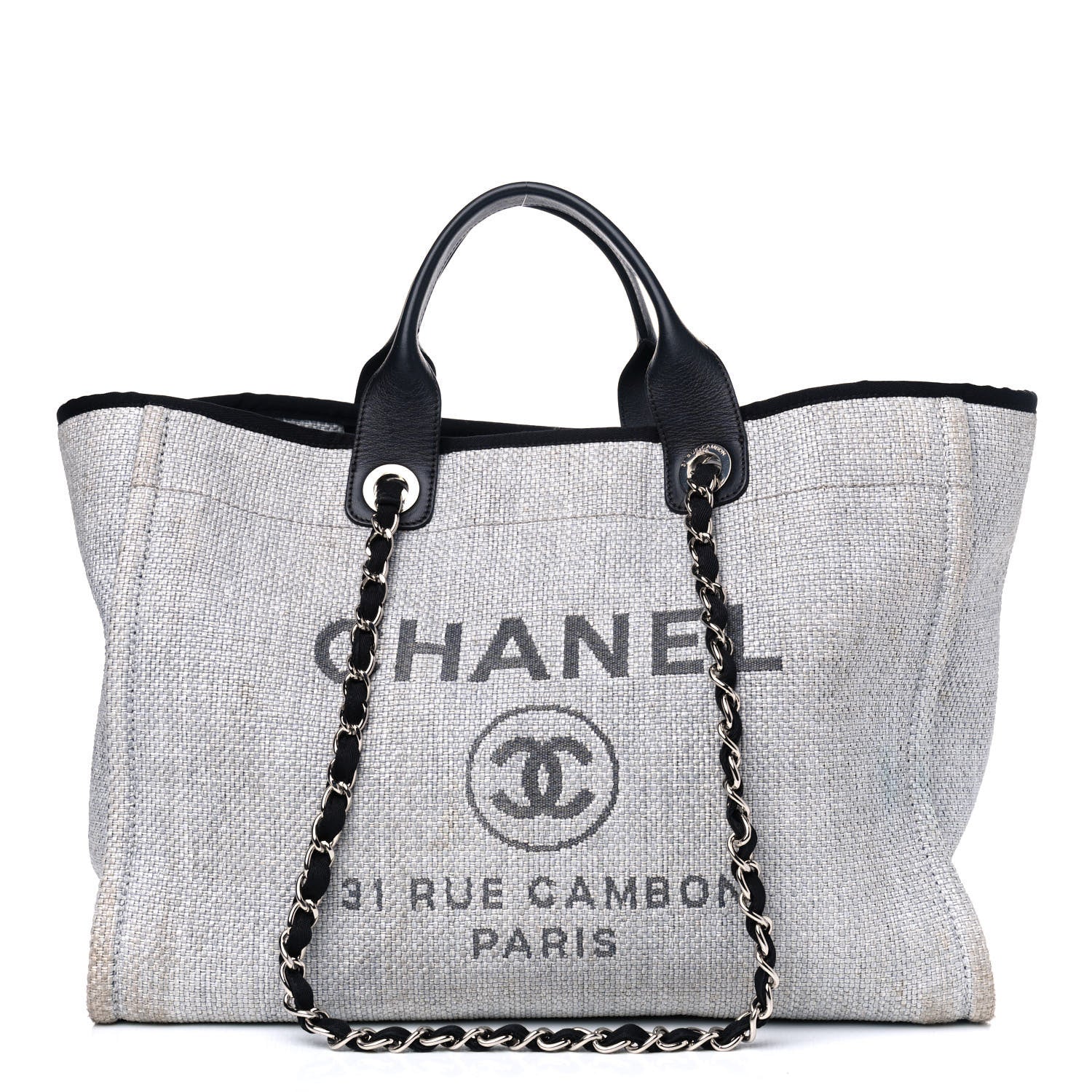 Chanel Woven Straw Raffia Medium Deauville Tote Grey 1 of 9