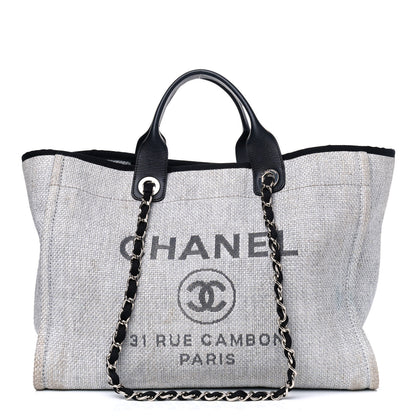 Chanel Woven Straw Raffia Medium Deauville Tote Grey 1 of 9