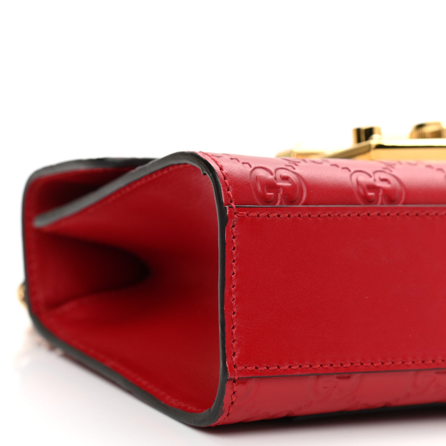 Gucci Guccissima Small Padlock Shoulder Bag Hibiscus Red 9 of 10