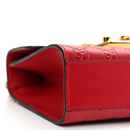 Gucci Guccissima Small Padlock Shoulder Bag Hibiscus Red 9 of 10