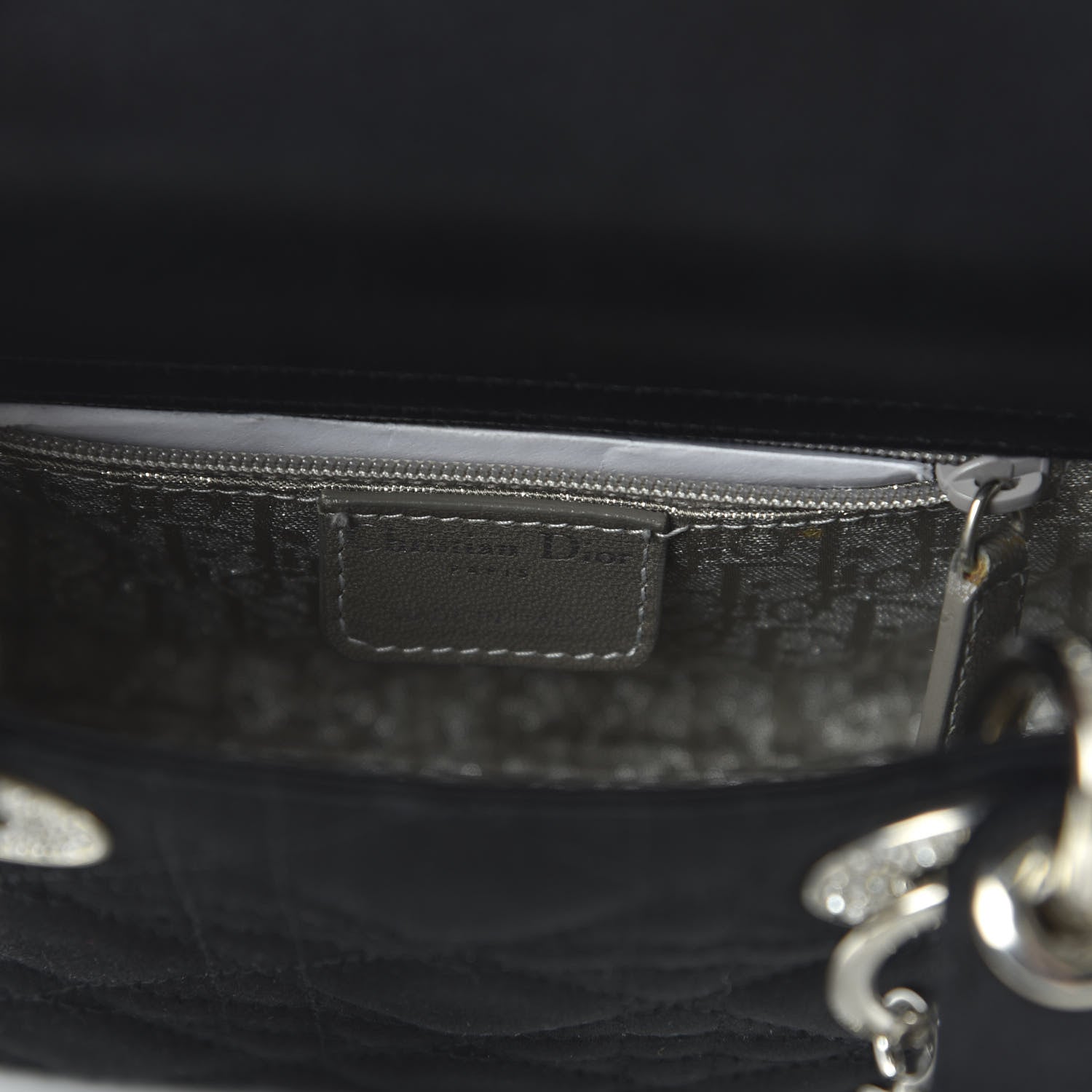 Christian Dior Satin Swarovski Crystal Cannage Mini Lady Dior Black 8 of 9