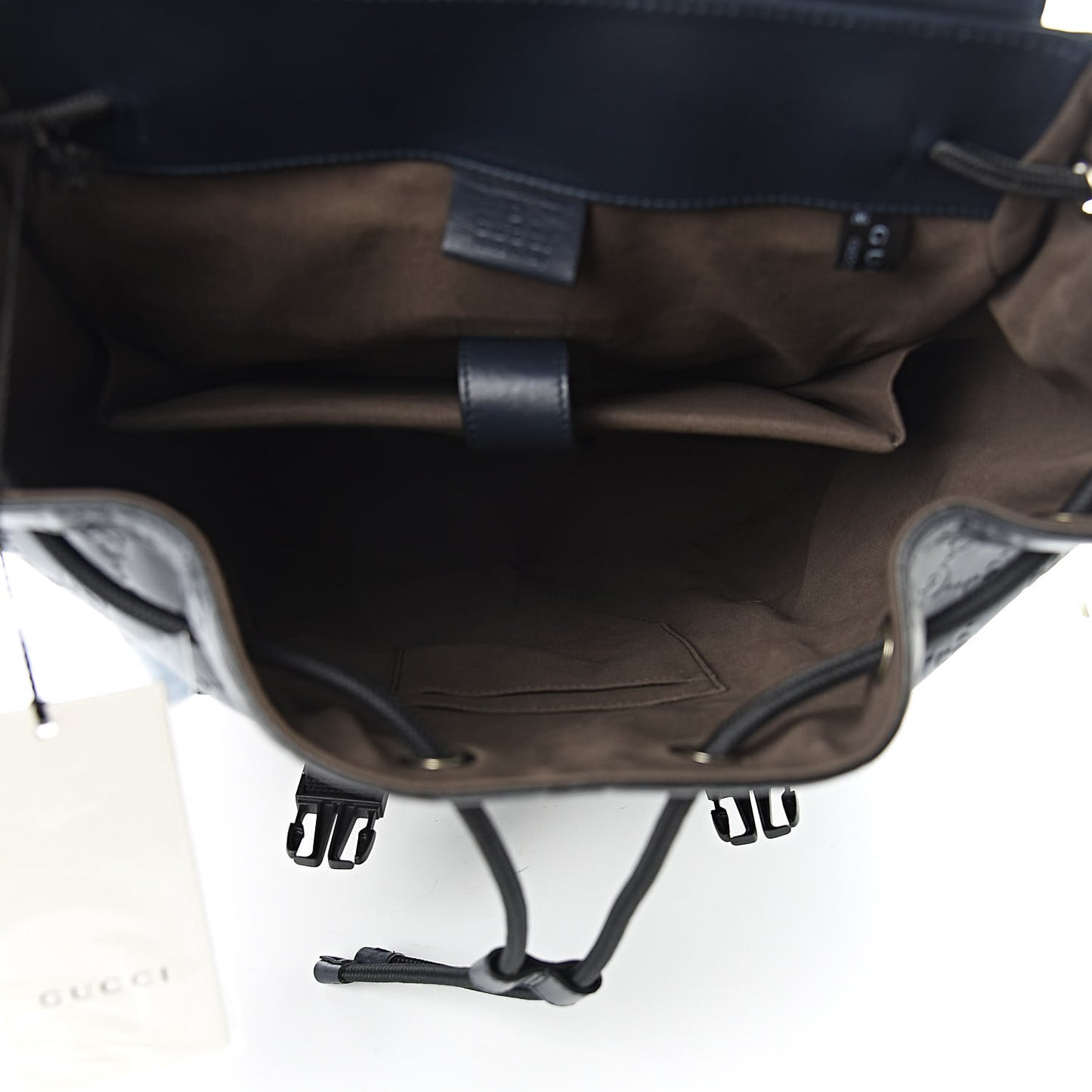 Guccissima Signature Double Buckle Backpack Blue
