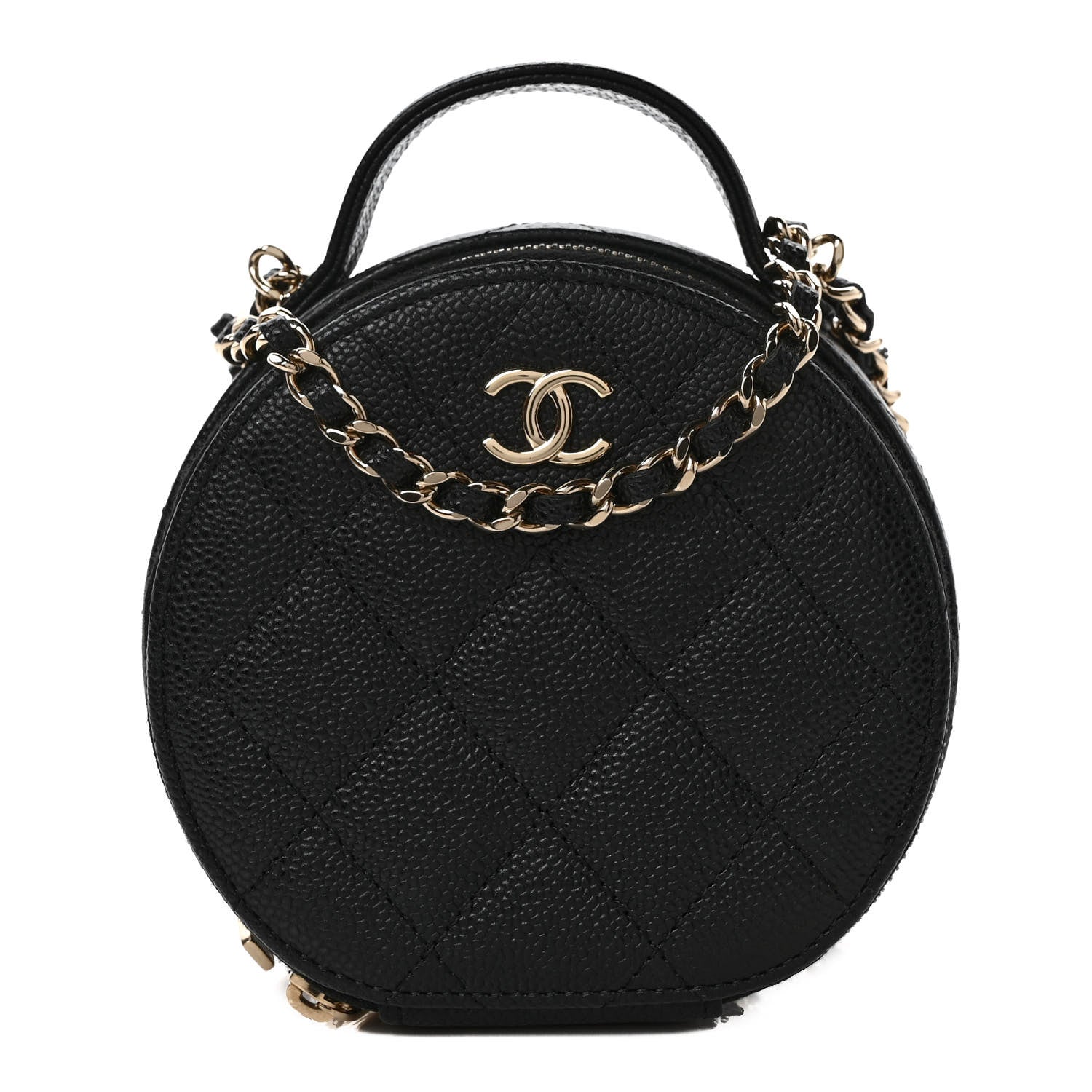 Chanel Caviar Quilted Round Handle With Care Vanity With Chain Black 1 of 8
