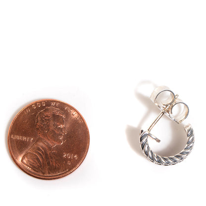 David Yurman Sterling Silver Pave Diamond Cable Classics Earrings 2 of 5