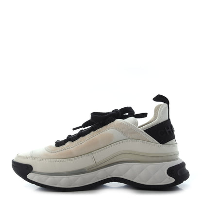 Chanel Velvet Calfskin Mixed Fibers CC Sneakers 35.5 Ivory Black 1 of 4
