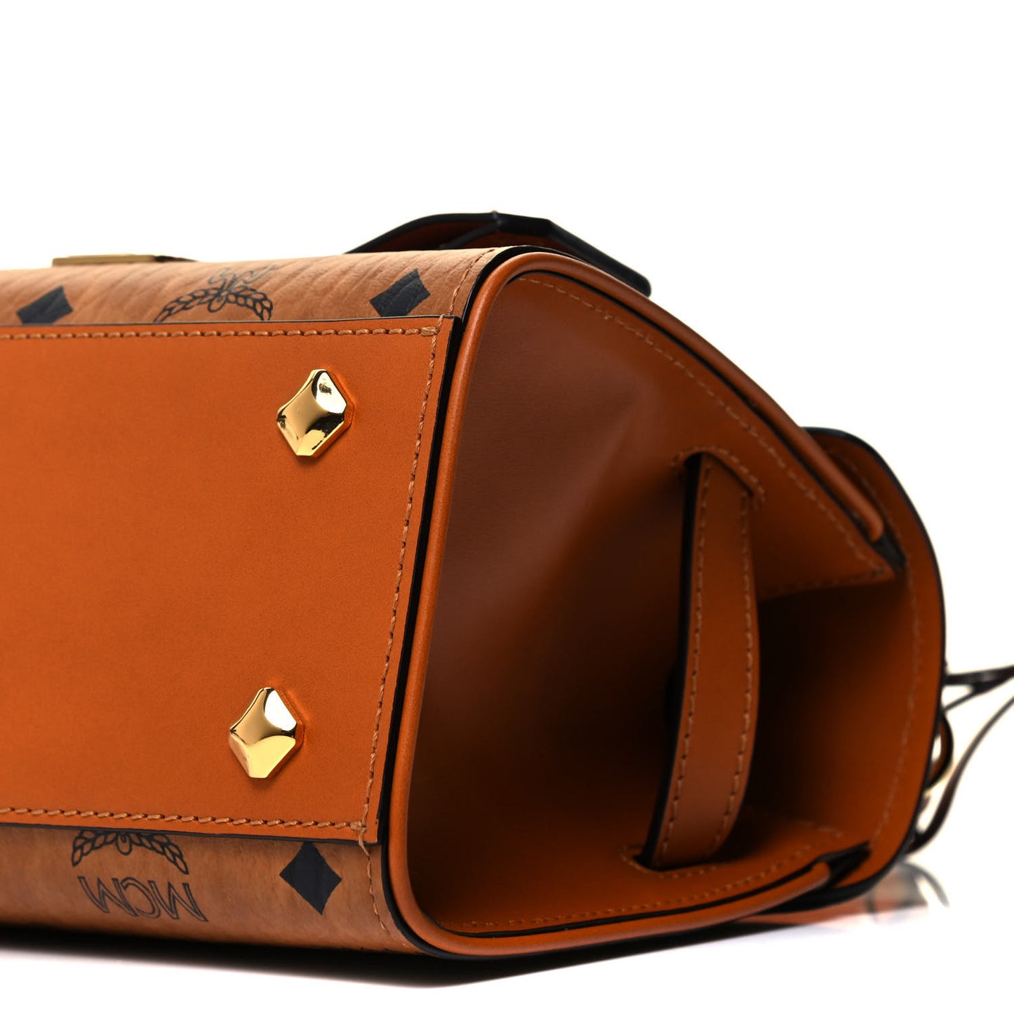 Visetos Mini Heritage Top Handle Satchel Cognac