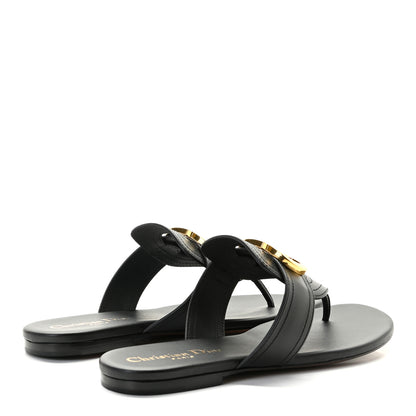 Christian Dior Calfskin 30 Montaigne Thong Sandals 35.5 Black 3 of 8