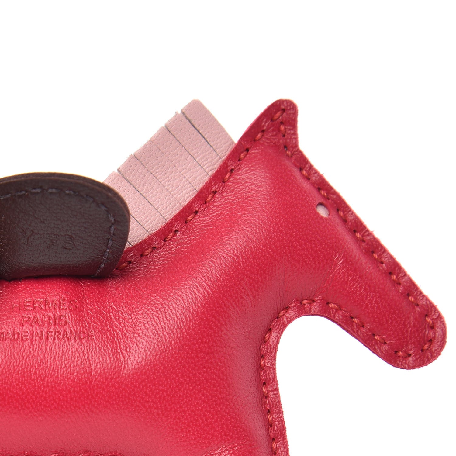 Hermes Milo Lambskin Grigri Rodeo Horse Bag Charm PM Rose Sakura Framboise Rouge Sellier 3 of 4