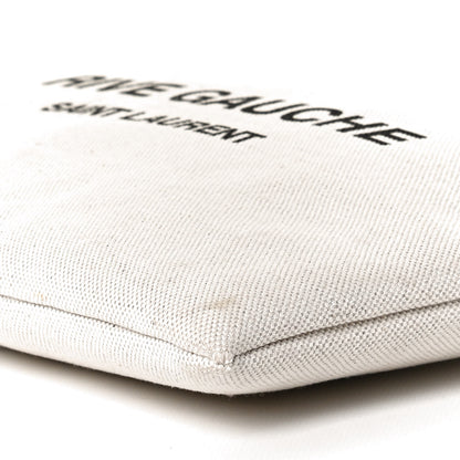 Saint Laurent Linen Canvas Rive Gauche Zipped Pouch Optic White 8 of 8