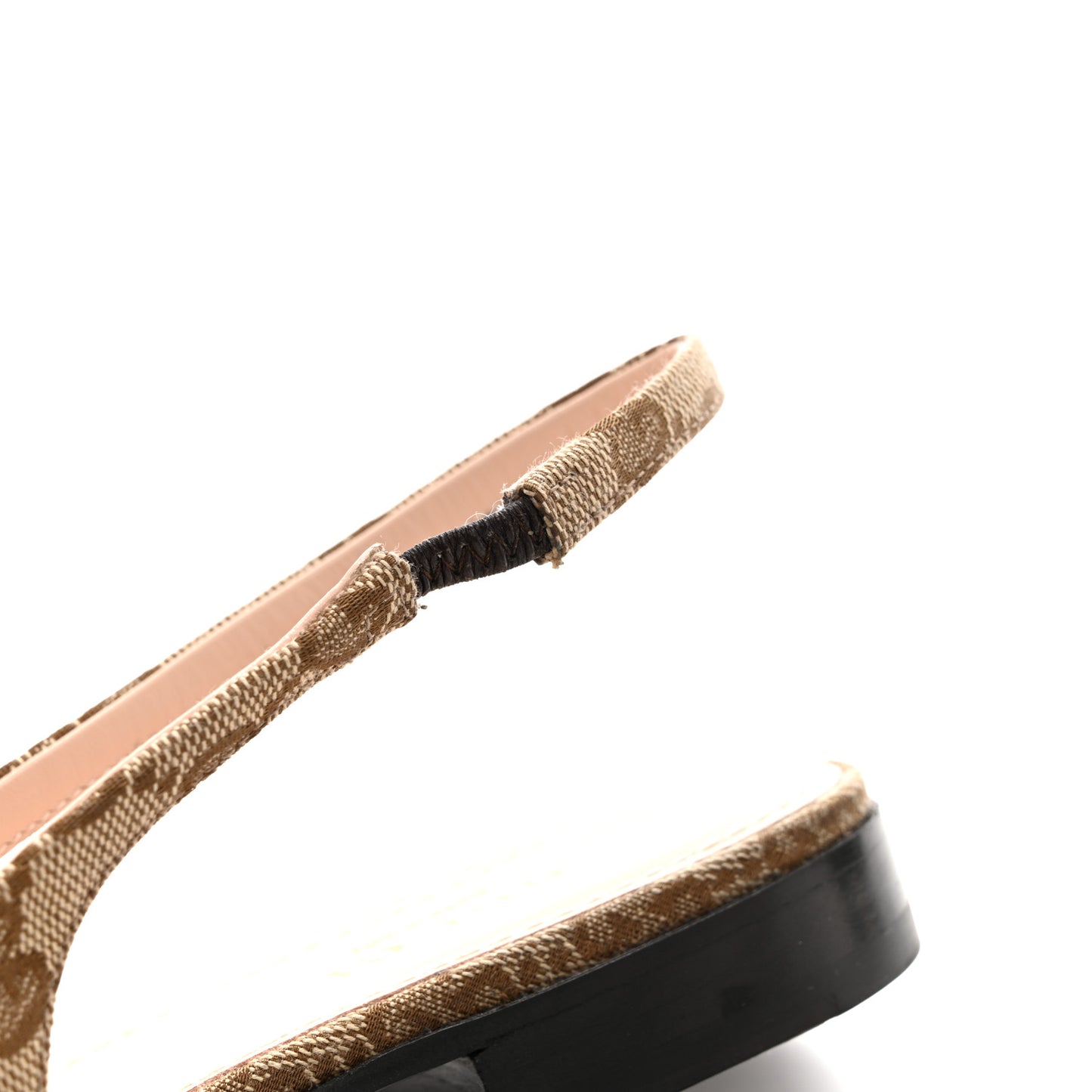 Monogram Horsebit Womens Slingback Ballet Flat 38 Beige Ebony Cocoa