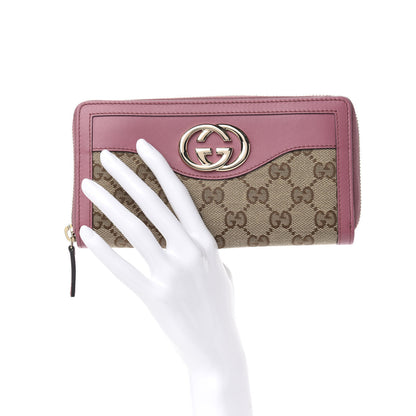 Gucci Monogram Margaux Calfskin Sukey Zip Around Wallet Beige Ebony Vintage Rose 2 of 6