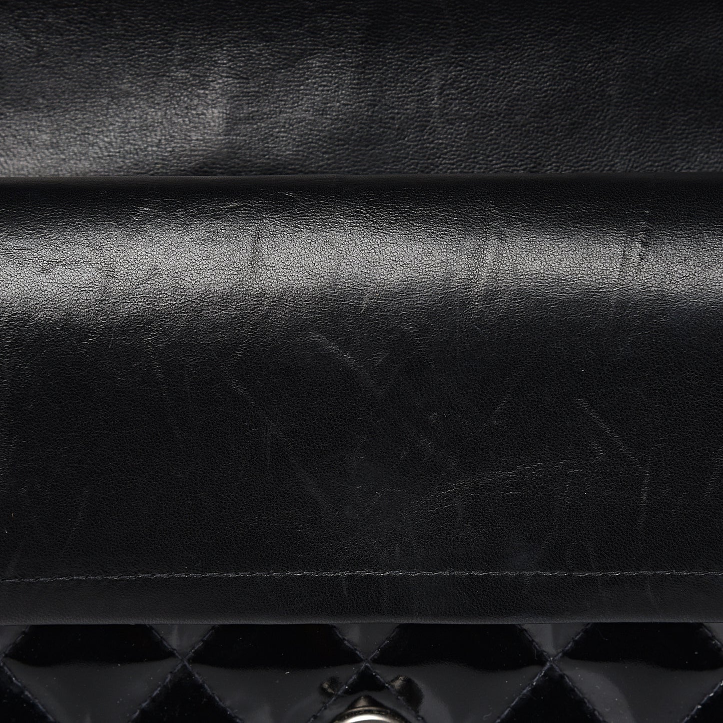 Patent Quilted Medium Double Flap Black