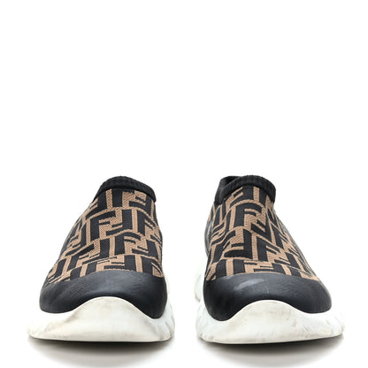 Fendi Jersey FF Mens Low Top Sock Sneakers 10 Black Tobacco 2 of 8