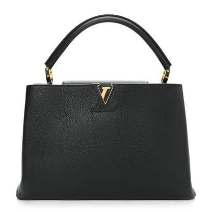 Louis Vuitton Taurillon Capucines MM  Black Fuchsia 1 of 9