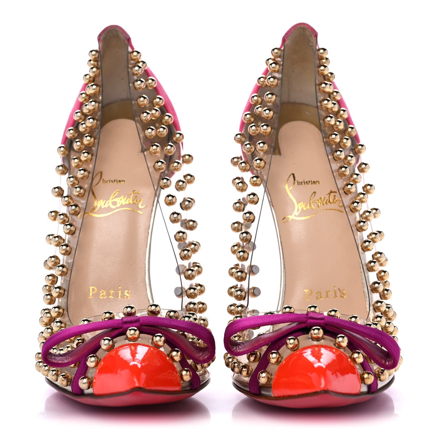 Christian Louboutin Veau Velours Patent PVC Follies Spikes 120 Pumps 37.5 Multicolor 2 of 7