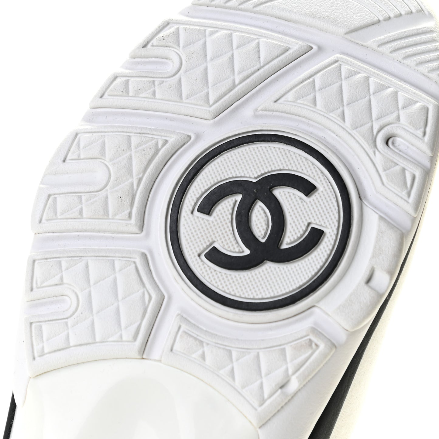 Nylon Suede Calfskin Womens CC Sneakers 38 White Black