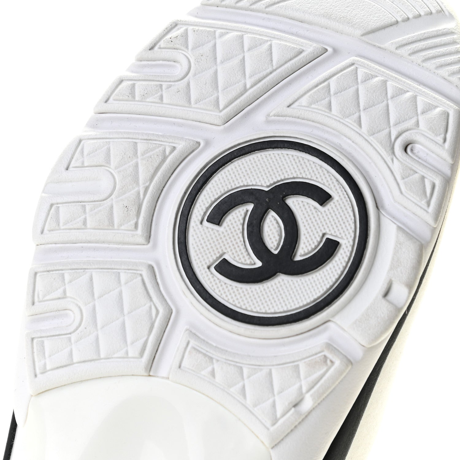 Chanel Nylon Suede Calfskin Womens CC Sneakers 38 White Black 8 of 8