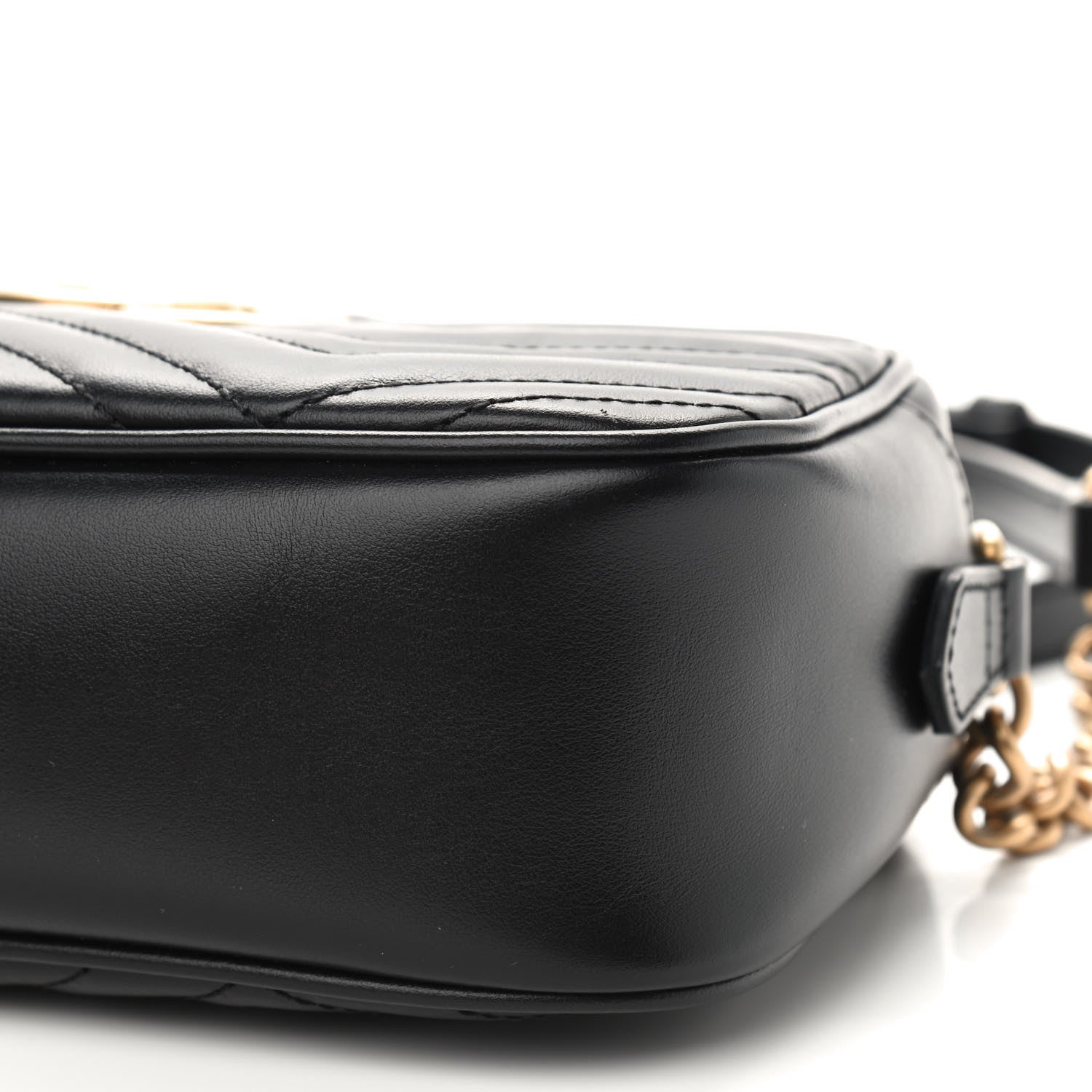 Gucci Calfskin Matelasse Small GG Marmont Chain Shoulder Bag Black 9 of 10